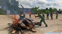 Pelatihan pemadaman kebakaran hutan dan lahan di Desa Kujan, Kabupaten Lamandau