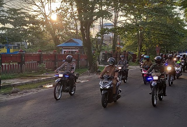 Bupati Kotim Halikinnor, Kapolres Kotim AKBP Abdoel Harris Jakin dan Dandim 1015/Sampit Letkol Abdul Hamid memimpin patroli skala besar