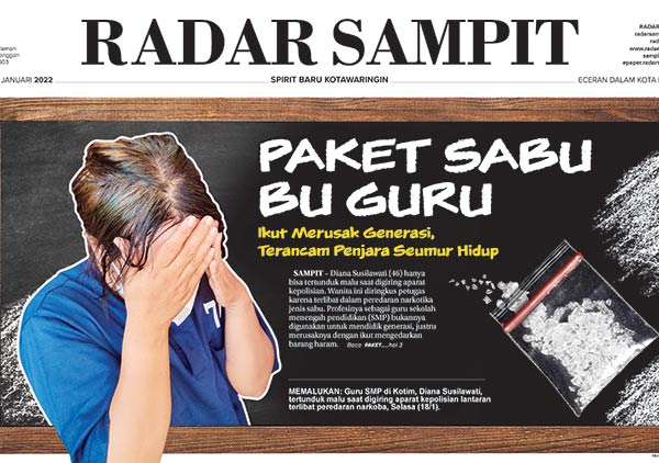 Diana Susilawati (46) hanya bisa tertunduk malu saat digiring aparat kepolisian