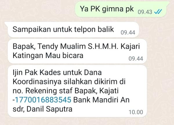 Penipu Catut Kejari katingan untuk Peras Kades