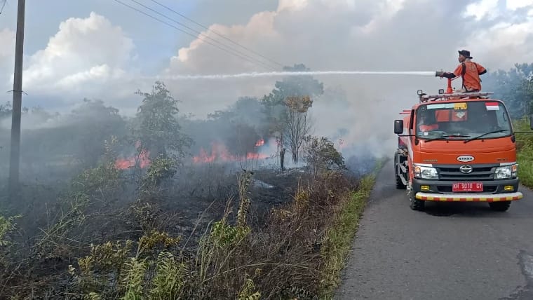 Lahan Kosong Di Kecamatan Kumai Mulai Terbakar