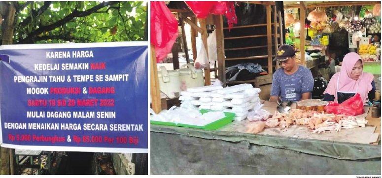 Perajin tempe mogok produksi Perajin tempe mogok