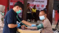 Pelaksanaan vaksinasi di aula joglo Polres Lamandau