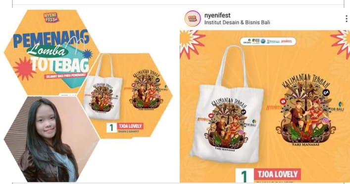 JUARA: Siswi SMA Negeri 2 Sampit Tjoa Lovely Allin menjuara lomba desain totebag tingkat nasional