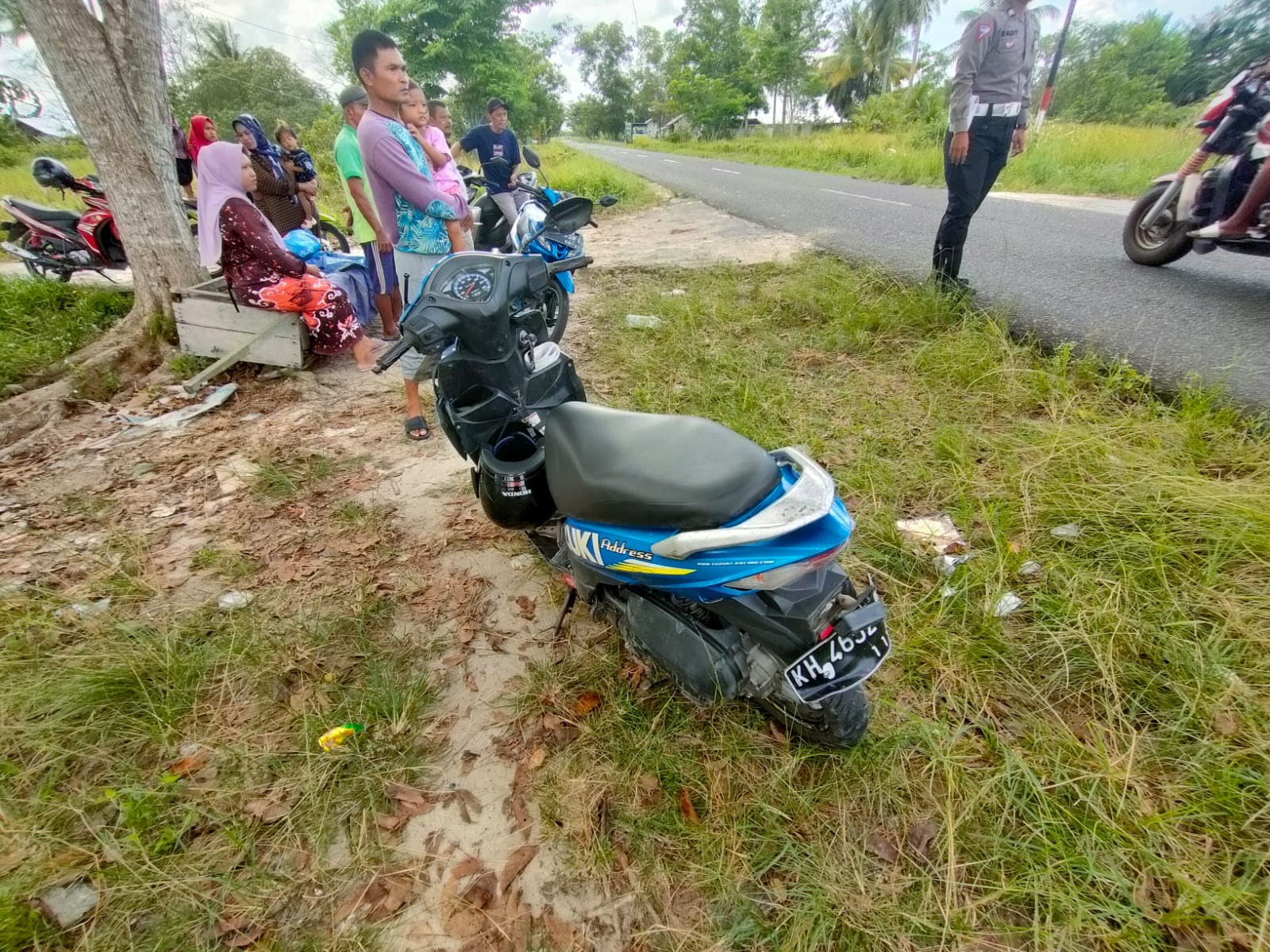 Satu unit motor yang mengalami kecelakaan di Jalan Raya Pematang Kambat Desa Pematang Panjang Kecamatn Seruyan