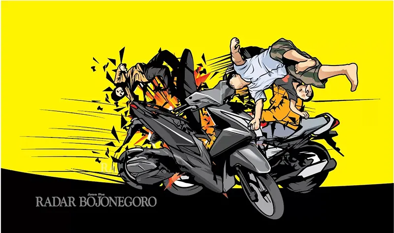 Ilustrasi kecelakaan sepeda motor