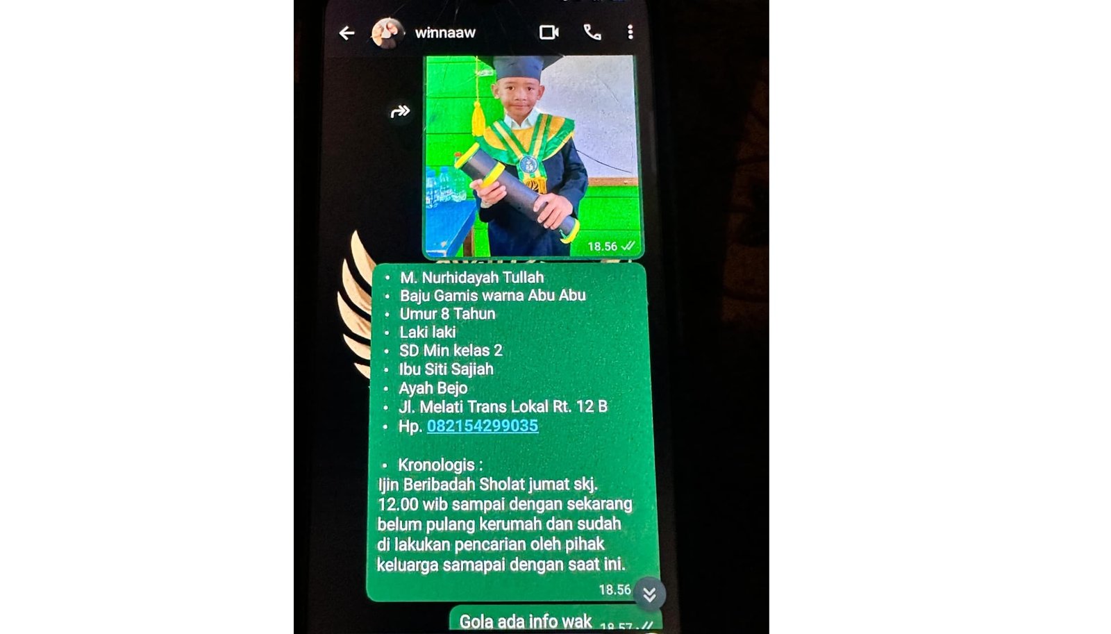 bocah hilang nanga bulik