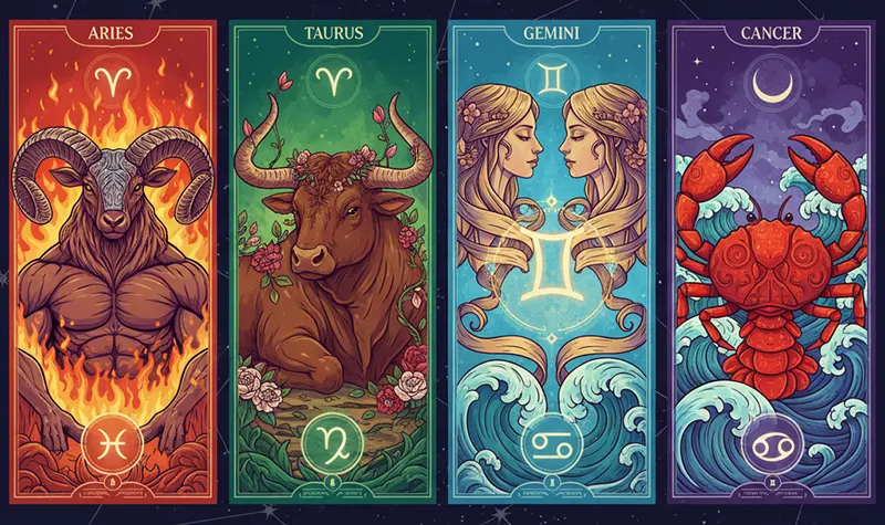 zodiak aries taurus gemini dan cancer