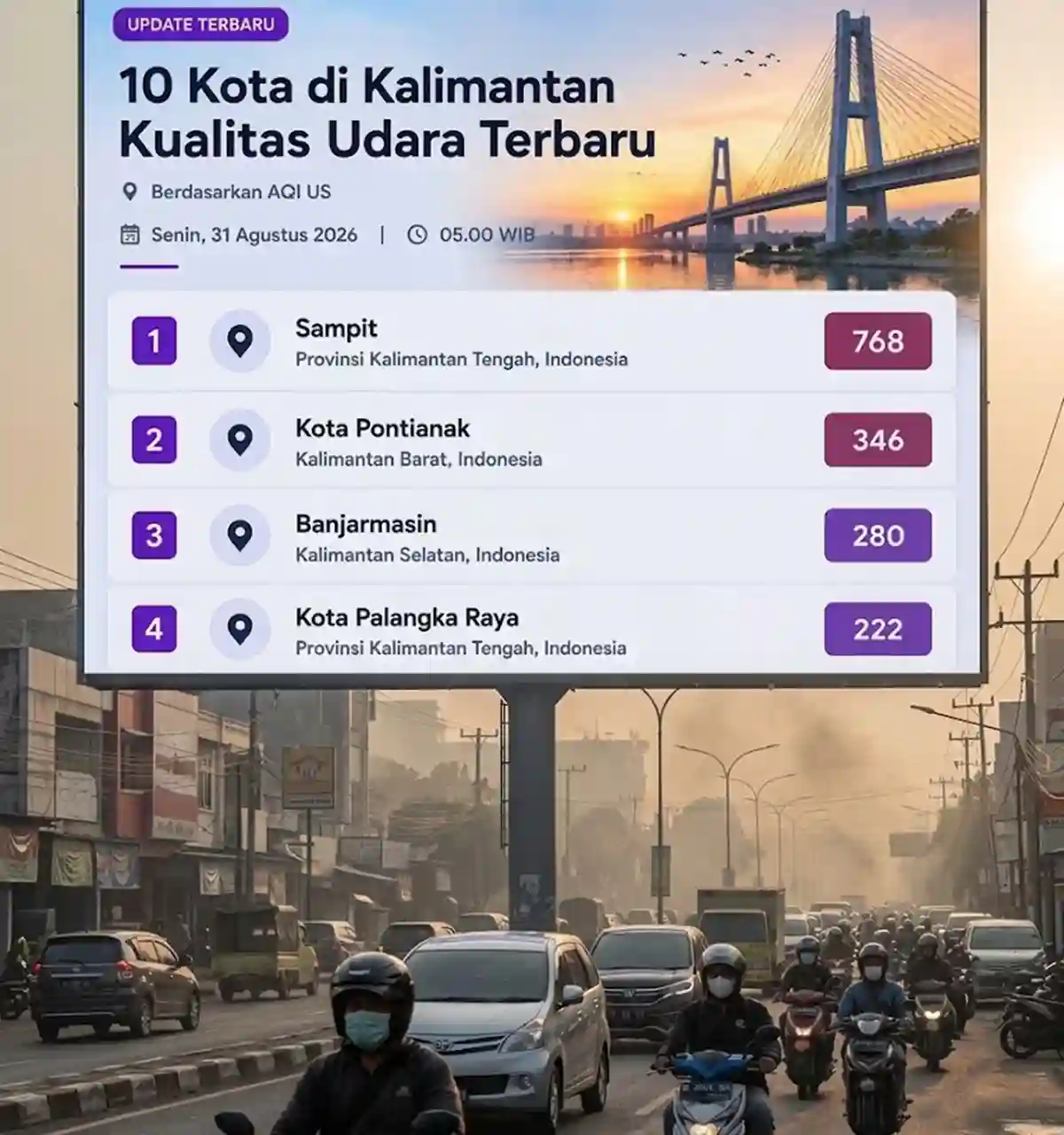 aqi sampit Kualitas udara di Kota Sampit